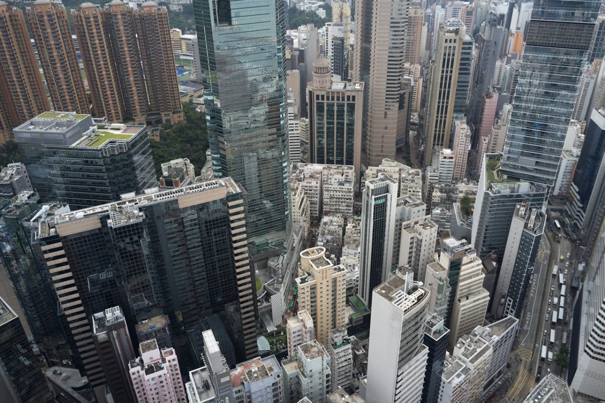 A daytime skyline photo of Hong Kong