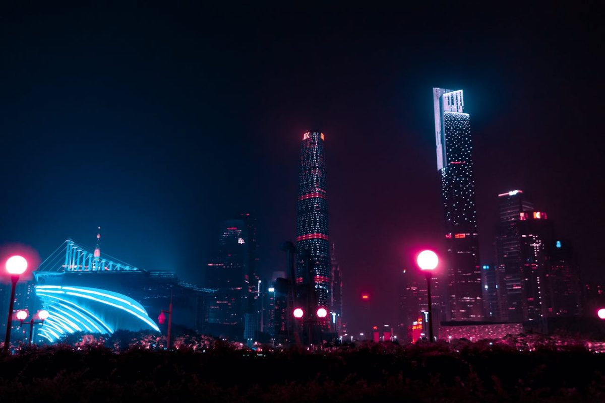 A night photo of urban China